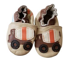 Robeez Construction Truck Leather Baby Moccasins